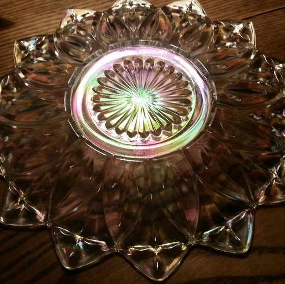Beautiful Carnival Glass Cut Crystal Plate EAC - Picture 3 of 3